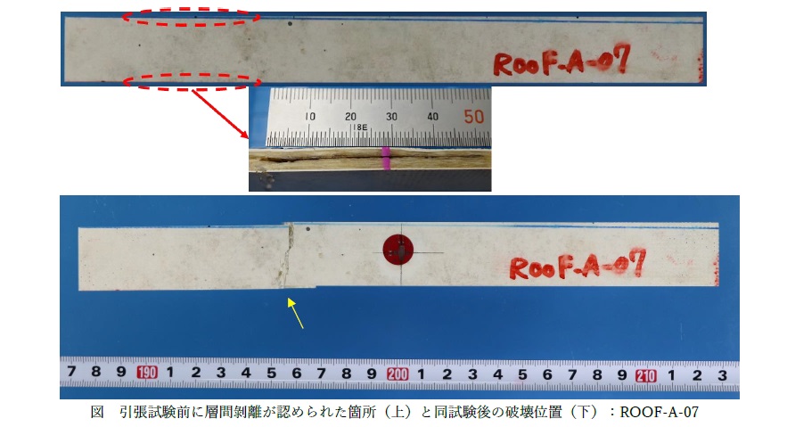 試験前後の層間剝離